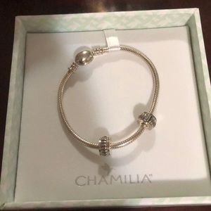 Chamilia oval snap bracelet with 2 freedom locks